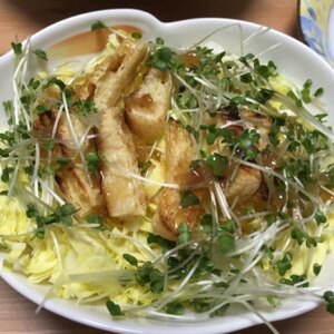 キャベツの千切りと焼きアゲのシンプルサラダ